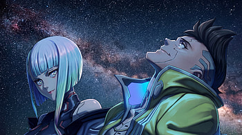 Cyberpunk Edgerunners - Lucy & David under the Starry Night Sky, Cyberpunk: Edgerunners, Lucy (Cyberpunk: Edgerunners), David (Cyberpunk: Edgerunners), Anime HD wallpaper