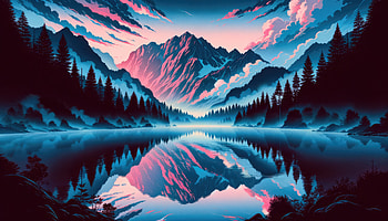 Frosty Reflections Mountains Trees And Morning Clouds, ai, mountains, reflection, artist, artwork, digital-art, deviantart HD wallpaper