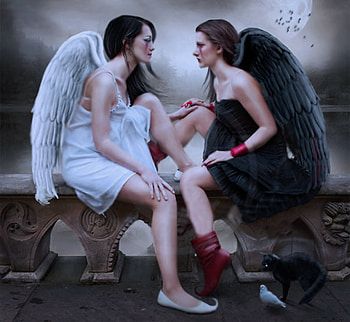 The good and evil, evil, girls, good, fantasy HD wallpaper