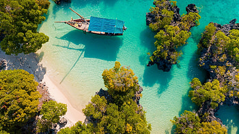 Pamunda Island, Tanzania spotlight, Aerial view, Windows 10 ry HD wallpaper
