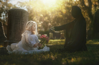 Death And Girl, death, artist, grim-reaper, skull HD wallpaper