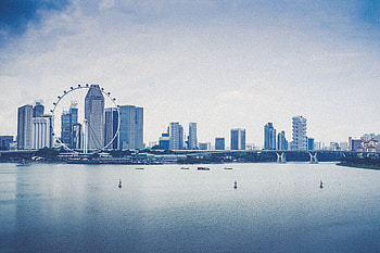 Cities, Shore, Bank, Skyscrapers, Ferris Wheel, Singapore HD wallpaper