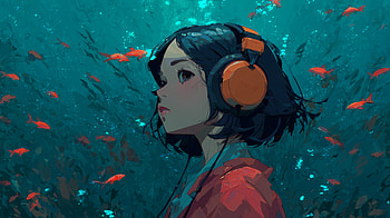 Anime Girl, Heads, Underwater HD wallpaper