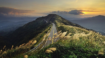Road, rod, amazing, cloud, sunset HD wallpaper
