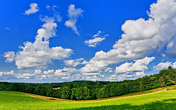 Landscape, blue, green, sky, nature, grass HD wallpaper