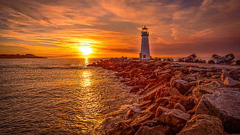 Santa Cruz Breakwater, Lighthouses HD wallpaper