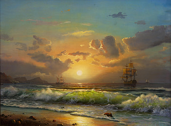 Awesome Seascape, sea, ships, waves, art, clouds, seascape, nature, ocean HD wallpaper