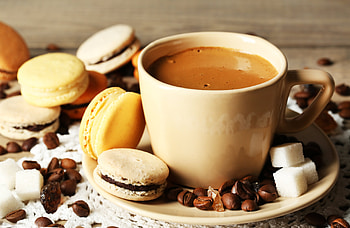 Elegant Coffee & Macarons, cup, macaron, food, coffee HD wallpaper
