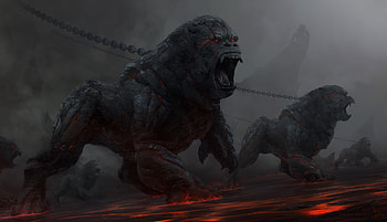(Stone apes demons chained fantasy high definition digital art Hell demonic) HD wallpaper