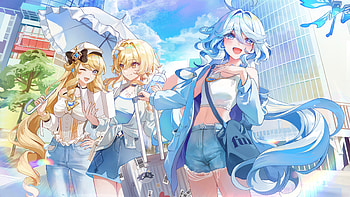 Genshin Impact : Lumine & Furina Bright City Adventure, Genshin Impact, video game, Furina (Genshin Impact), girl, Lumine (Genshin Impact) HD wallpaper