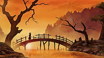 Samurai Bridge , samurai, bridge, artist, artwork, digital-art HD wallpaper
