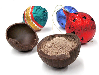 New Year Chocolate Surprise, chocolate, sweets, christmas, year, balls, surprise, new, santa HD wallpaper