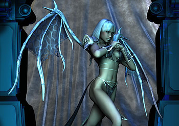 Woman, blue, fantasy, 3d HD wallpaper