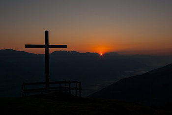Mountains, Dawn, Dark, Vera, Belief, Religion, Cross HD wallpaper