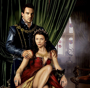 The Tudors (TV Series 2007–2010), black, the tudors, man, poster, cat, actress, Jonathan Rhys Meyers, pisica, jewel, tv series, green, red, actor, Natalie Dormer HD wallpaper