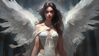 Angel Wings Ai Portrait Long Hair, ai-girls, angel, wings, ai, fantasy, artist, artwork, digital-art HD wallpaper