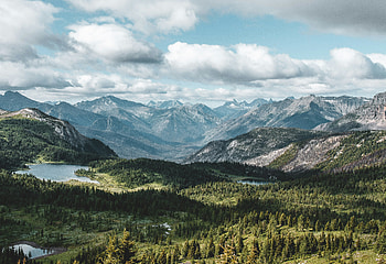 Mount Assiniboine Provincial Park, mountains, mountain, sky, clouds, cloud, trees, tree, lake, nature HD wallpaper