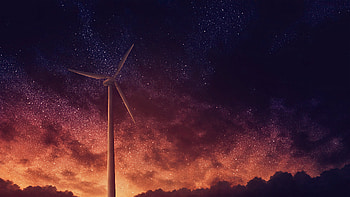 Wind Turbine Stars Night Art , wind-turbines, artist, artwork, digital-art, deviantart HD wallpaper