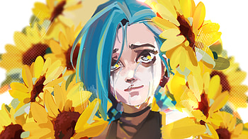 Blue Hair Jinx Arcane HD wallpaper