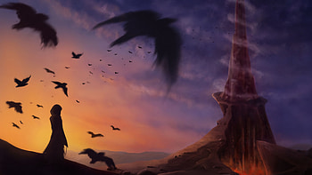 Birds, Art, Twilight, Silhouette, Dusk HD wallpaper