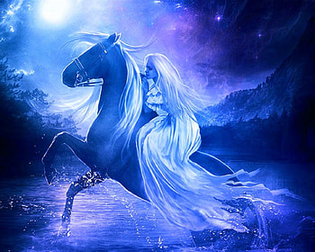 Night Ride, horse, fantasy, art, woman HD wallpaper
