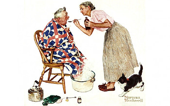Treating a Cold 1, artwork, Norman Rockwell, wide screen, painting, art, portrait, Rockwell HD wallpaper