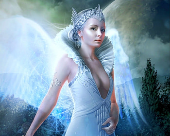 The Queen, wings, magic, fantasy, angel, woman HD wallpaper