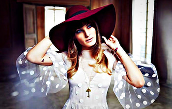 Isabeli Fontana, white, model, red, girl, hat, woman HD wallpaper