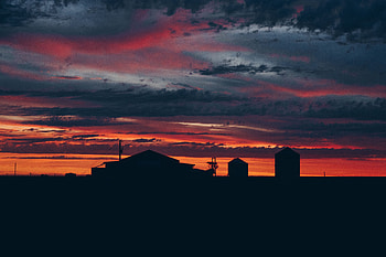 Sunset, Sky, Clouds, Building, Dark, Mainly Cloudy, Overcast HD wallpaper