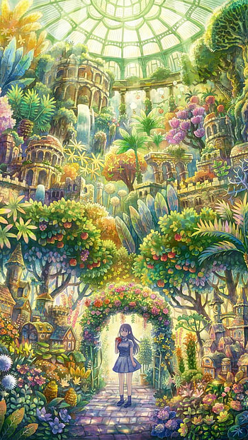 Fantasy World, flower, tree, fantasy, Anime, Original, fantasy anime HD phone wallpaper