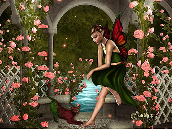 Fairy, abstract, roses, fantasy HD wallpaper
