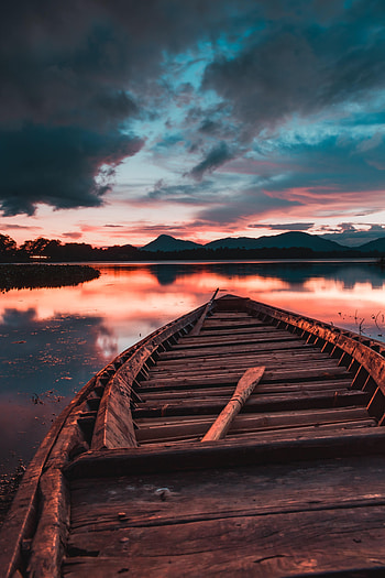 Boat, Landscape, Nature, Water, Sunset HD phone wallpaper