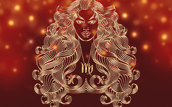 Zodiac ~ Virgo, red, golden, zodiac, fecioara, fantasy, girl, virgo HD wallpaper