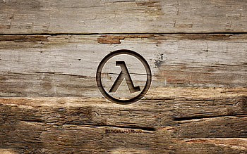 Half-Life wooden logo, , wooden backgrounds, games brands, Half-Life logo, creative, wood carving, Half-Life HD wallpaper