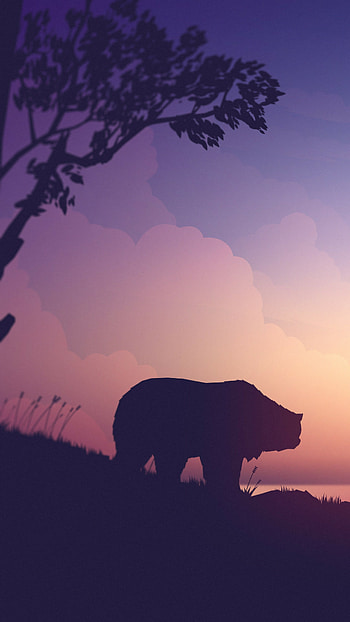 Sunset bear deer, Art masterpiece, Serene nature, Golden hues HD phone wallpaper