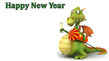 Happy New Year, dragons, champagne, christmas HD wallpaper