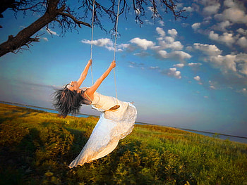 Sunny, fun, girl, sunny day, swing woman, lady, day, joy, sun HD wallpaper