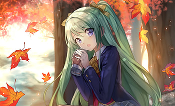 Cute, anime girl, outdoor, artwork HD wallpaper