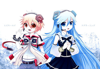 vocaloid, blue eyes, rin, red eyes, long hair, dress, miku, ciel, short hair, blush HD wallpaper