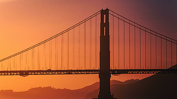 Sunset and bridge, silhouette HD wallpaper