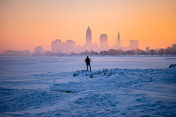 Winter, Snow, City, Miscellanea, Miscellaneous, Human, Person, Loneliness HD wallpaper