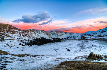 Nature, Sunset, Mountains, Snow HD wallpaper