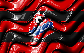 Hapoel Haifa flag, , red and black 3D waves, Ligat ha Al, Israeli football club, Hapoel Haifa, football, Hapoel Haifa logo, soccer, Hapoel Haifa FC, Israel HD wallpaper