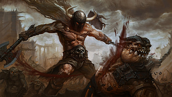 arms, art, battle, warrior, monsters HD wallpaper