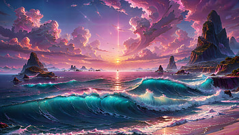 Sunset Waves Over Serene Beach and Clouds, wave, sea, beach, sunset, cloud HD wallpaper