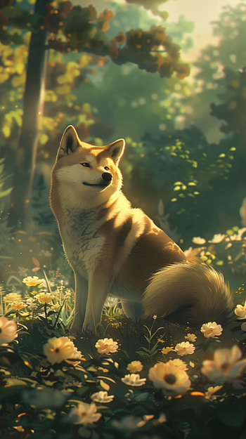 Majestic Doge in Sunshine Garden | HD phone wallpaper