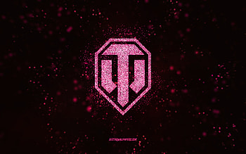 WOT glitter logo, , black background, World of Tanks logo, WOT logo, pink glitter art, WOT, creative art, WOT pink glitter logo, World of Tanks HD wallpaper
