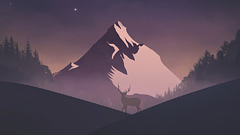 Reindeer Mountains Minimal , reindeer, minimalism, minimalist, mountains, artist, artwork, digital-art, artstation HD wallpaper