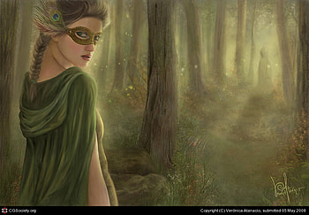 In the forest, cool, women, fantasy, forest HD wallpaper