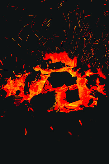 Bonfire, Coals, Dark, Sparks, Heat, Fever HD phone wallpaper
